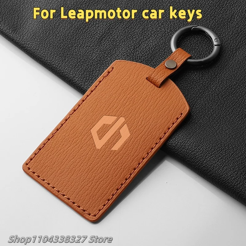 

For Leapmotor C16 Leather Key Case NFC C11 C10 Simple T03 C01 Car Tuning Interior Accessories Goatskin Key Case