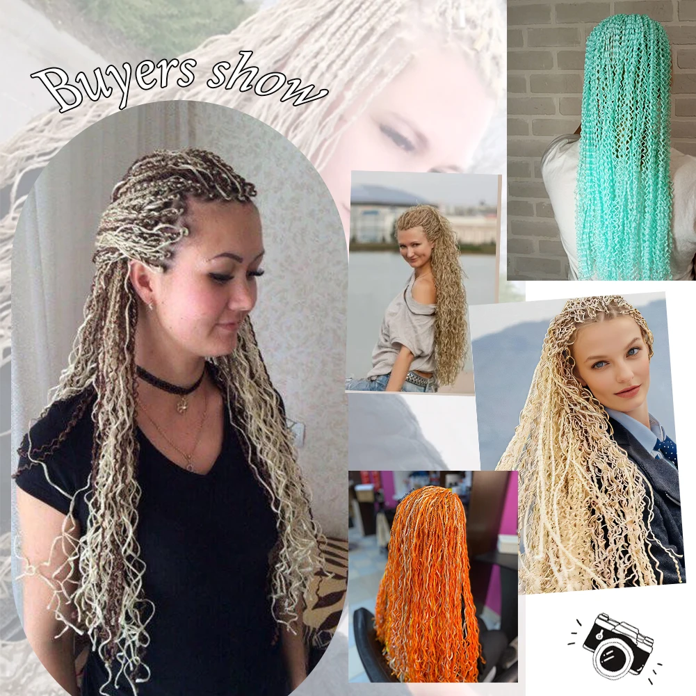 3X Pre-Looped Curly Synthetic Zizi Braids Thin Small Box Braid Crochet Twisted Hair Synthetic Kanekalon Braiding Hair Exten