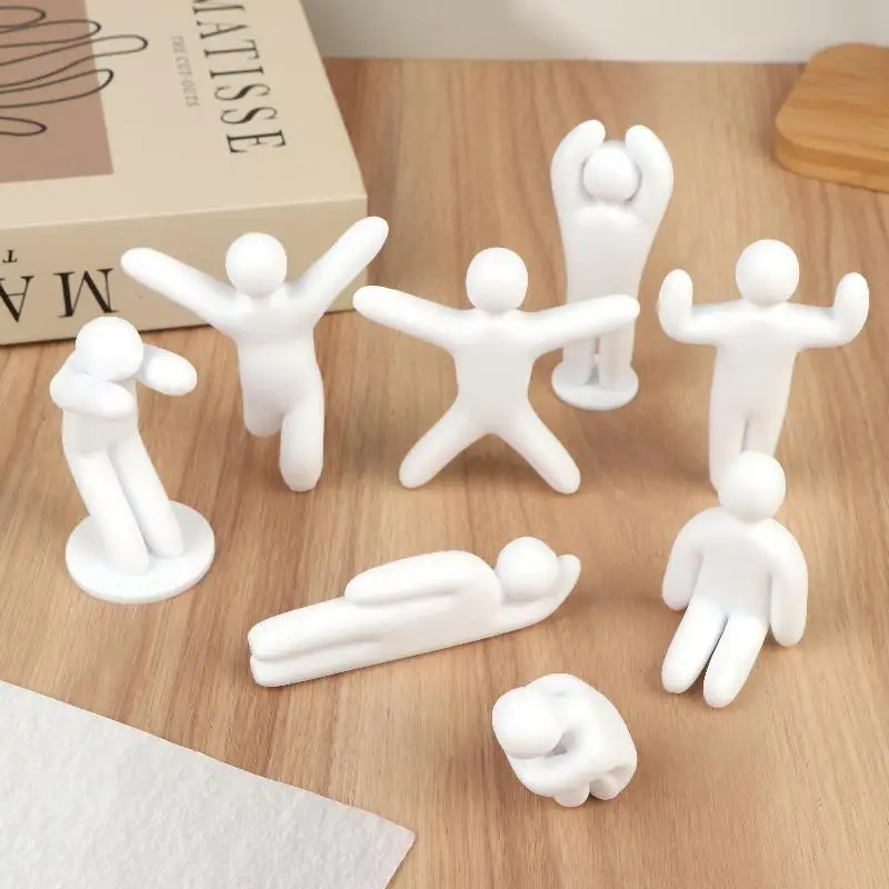 3/8Pcs Unpainted 3D Printed Human Figure Statue DIY Paintable Mini Ornament for Parent-child Activity