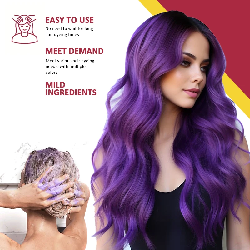 

2pcs set Hair Dye Coloring Shampoo Instant Hair Dye Shampoo Nourish Long Lasting Color Dye For Women &Men Gray Hair Coverage 100