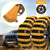 10Pcs Universal Car Wheels Tyre Tire Snow Chains Anti-skid Wheel Chains Belts for 165-275 Wheel with Gloves & Storage Bag