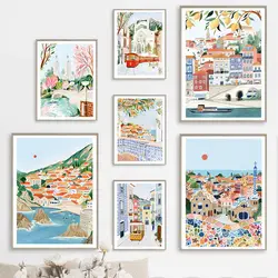 Mallorca Lisbon Central Park Dubrovnik Porto Travel ART Printing Wall Art Canvas Painting Nordic Poster Living Room Decor