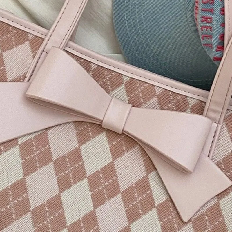 JIAERDI الحلو القوس مبطن حقيبة كتف النساء الفتيات صيف 2025 جديد عصري محفظة حمل السيدات واسعة طالب فئة حقيبة تحت الإبط #3