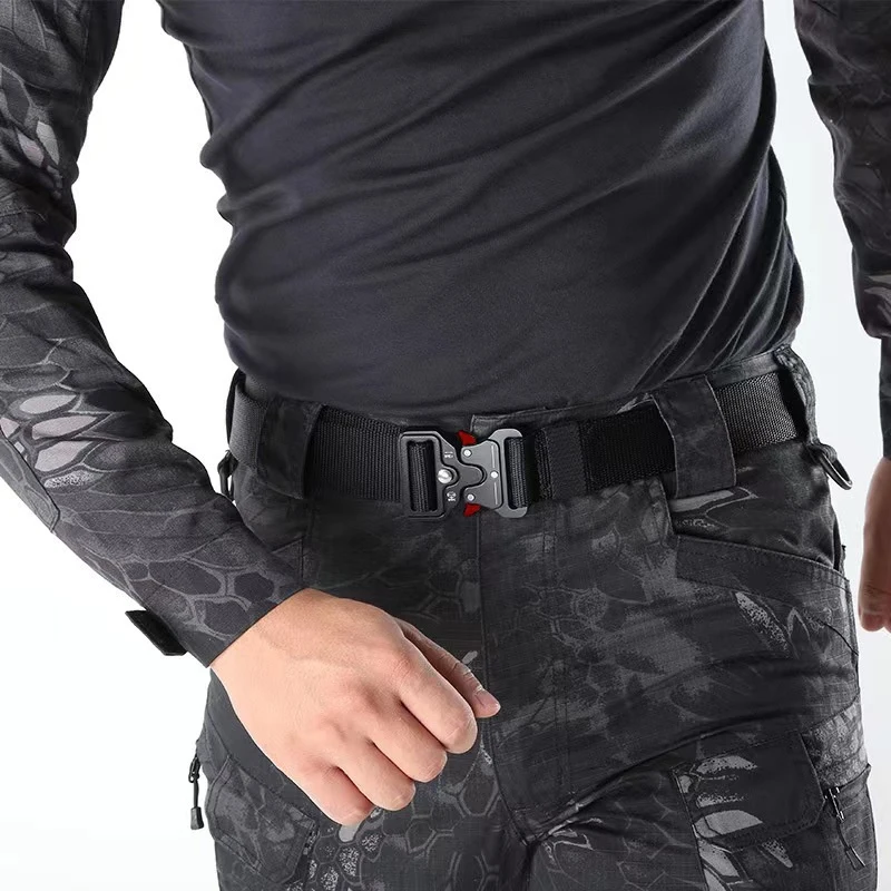 Unisex Canvas Nylon Belt Cobra Tactical Belt Outdoor Versatile Camouflage Belt Outdoor Accessories