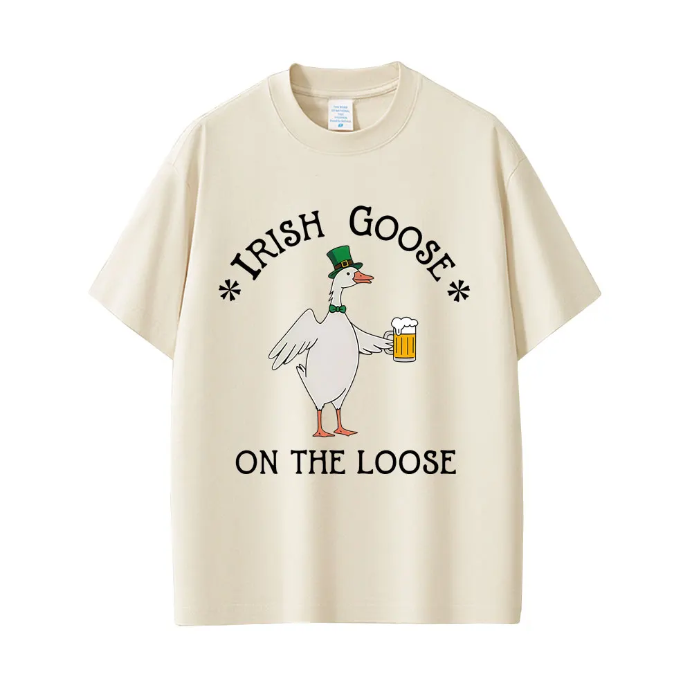 

Irish Goose on The Loose Funny Meme Graphic T Shirt Men Women Casual Cotton Vintage Short Sleeve Oversized T-shirts Streetwear