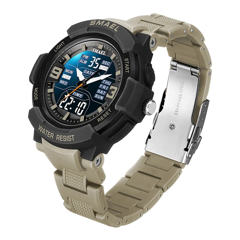 SMAEL Men Military Watch New Fashion Watches Quartz Wristwatch Men 50m Waterproof Sports Watch Digital 1912 Shock Army WatcH