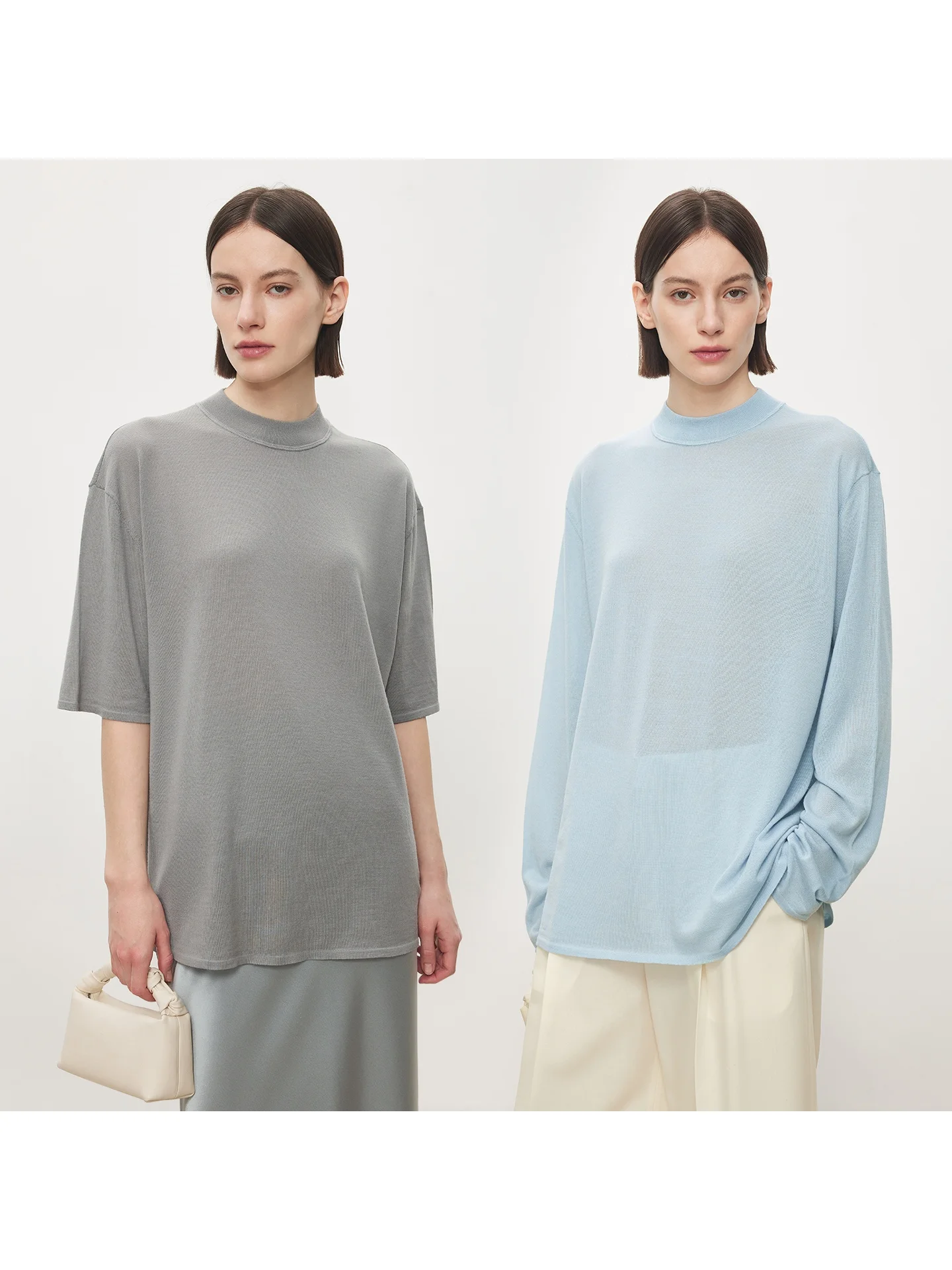 

Ультратонкий шерстяной свитер из шелка 20S Yangzhou Wool Mat Long Sve Silhouette Top, женский вязаный свитер, мягкий, средней толщины