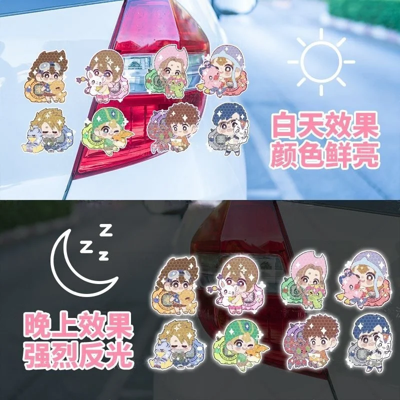 Digimon Anime Cartoon Reflective Warning Sticker - Agumon Cute Helmet Nighttime Reflective Decoration for Electric Vehicles