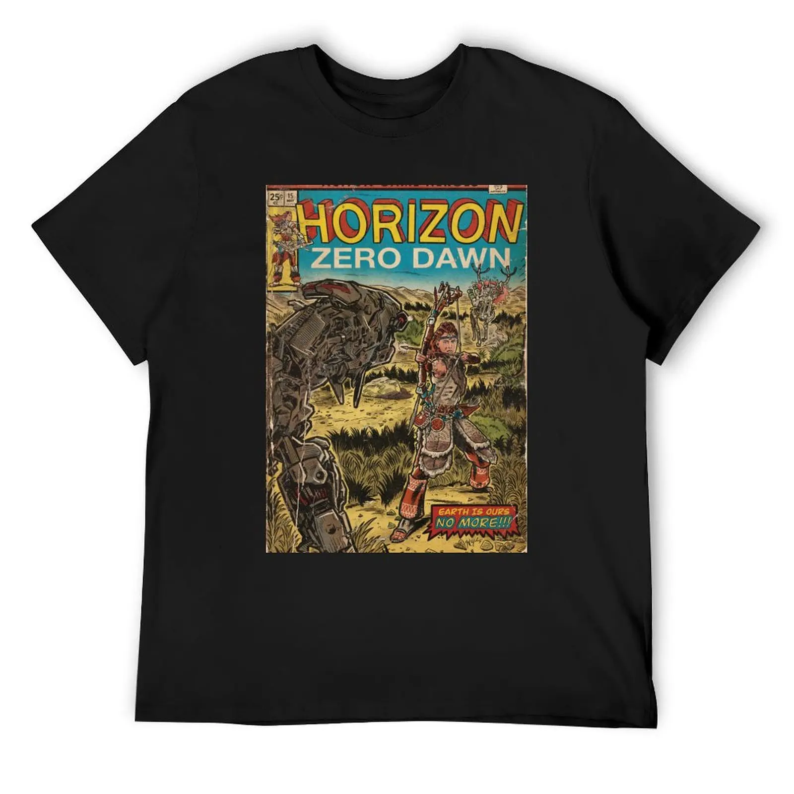 

Horizon Zero Dawn - comic cover fan art T-Shirt vintage graphic tee customs design your own big and tall t shirts for men