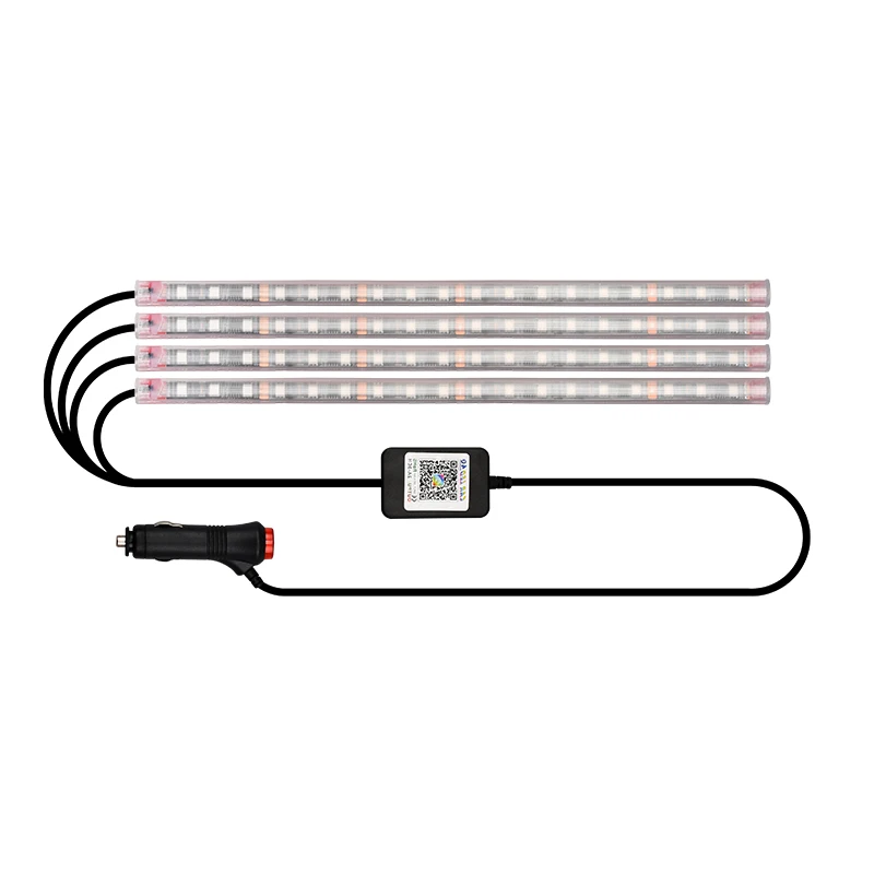 LED Car Interior Ambient Foot Light with USB Wireless Remote Music App Control Auto RGB Atmosphere Decorative Lamps
