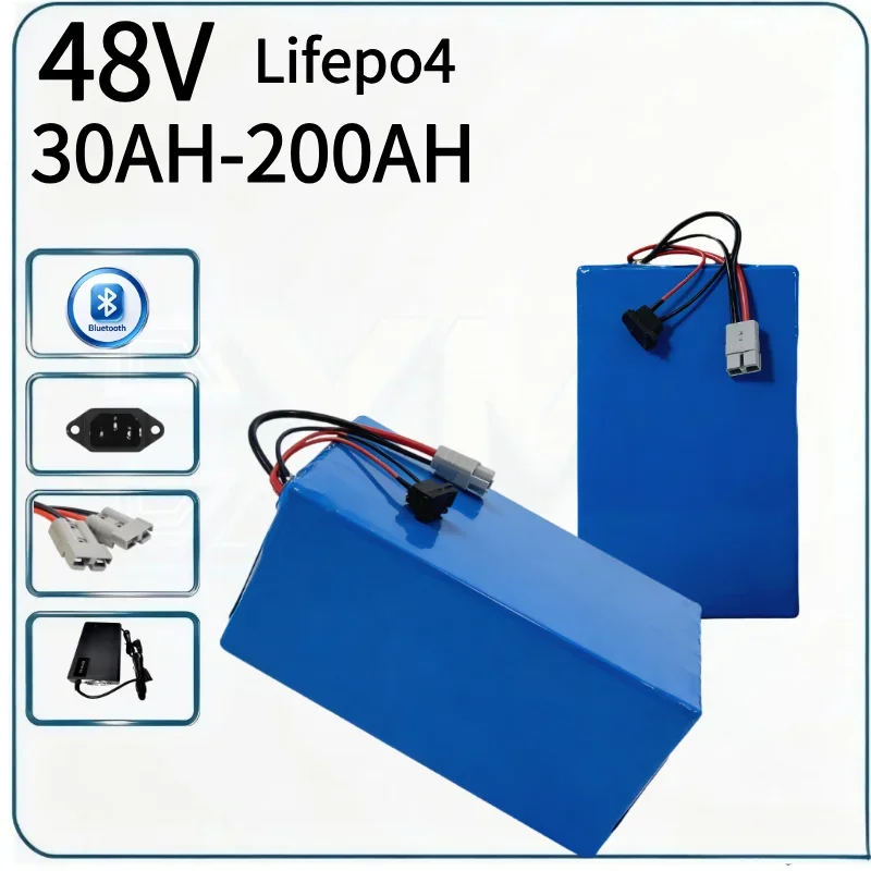 Large Capacity 48V LiFePO4 Battery With Multi-Function Built-In BMS Multiple Capacities 30Ah~200Ah Fit For RV Travel & Off-Grid