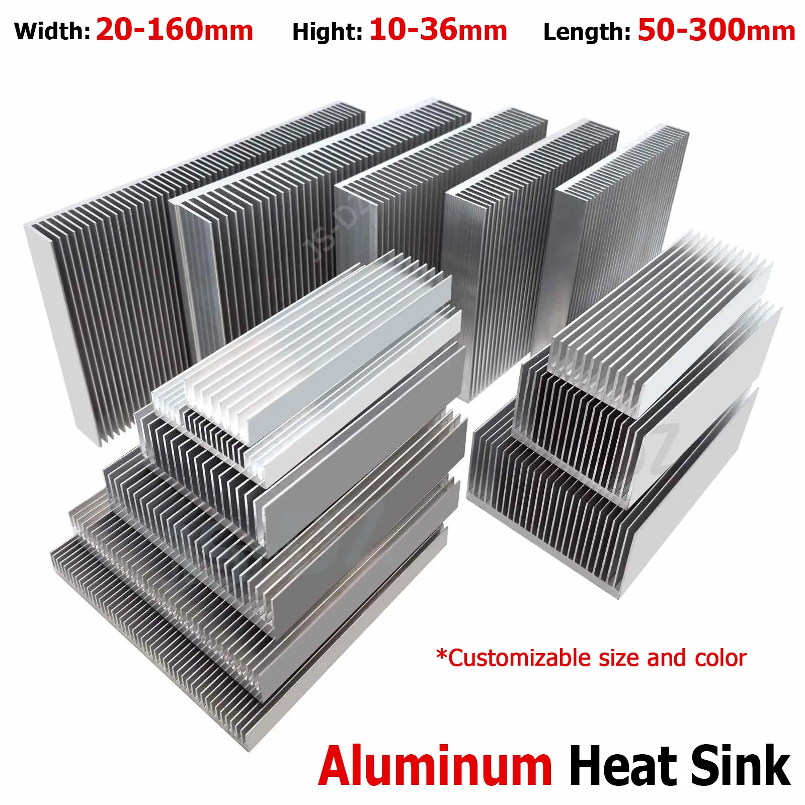 

1pcs Width 20-160mm Aluminum Heat Sink Rapid Heat Dissipation Cooling for Electronic Chip LED COB Light Power IC Transistor