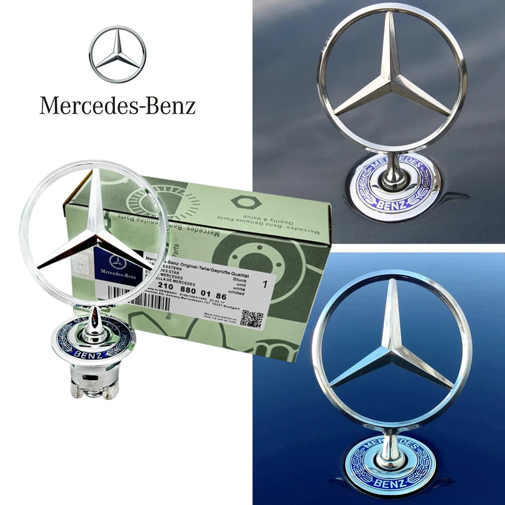 1Pcs 44mm 3D Zinc Alloy Car Front Hood Emblem Bonnet Label Badge for Mercedes Benz W204 W210 W220 W212 C180 C200 Car Accessories