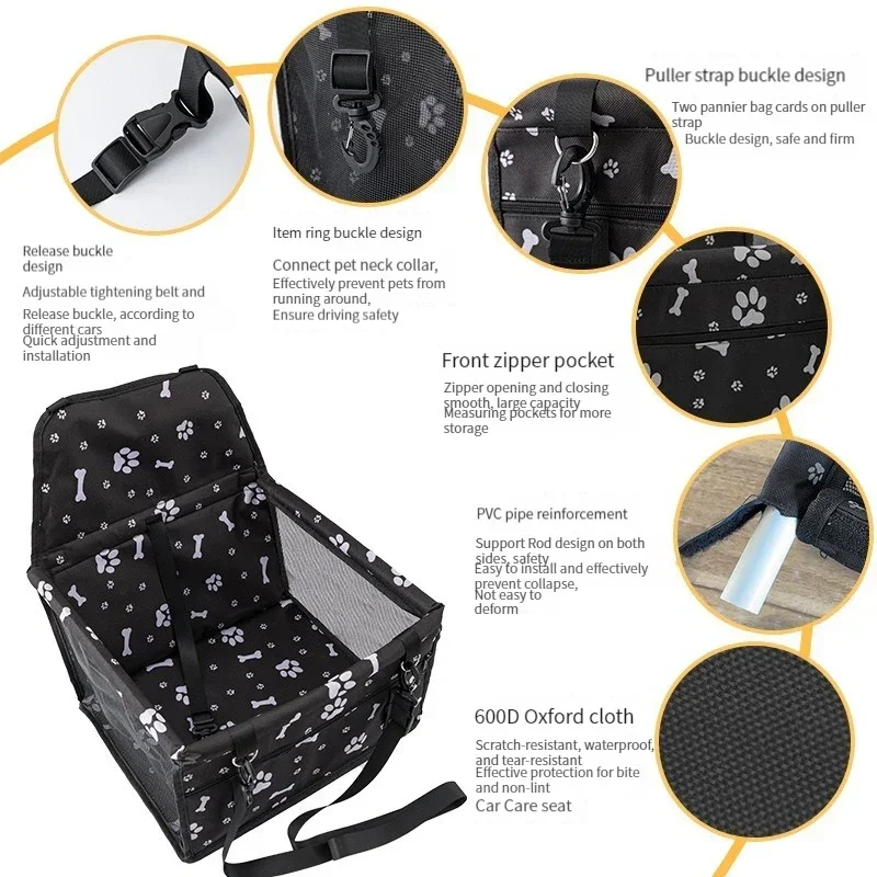 Car Pet Seat Cushion Removable and Washable Hanging Bag Folding  Waterproof Dog Mat Safety Seat Pet Bed Car Pet Nest Mat