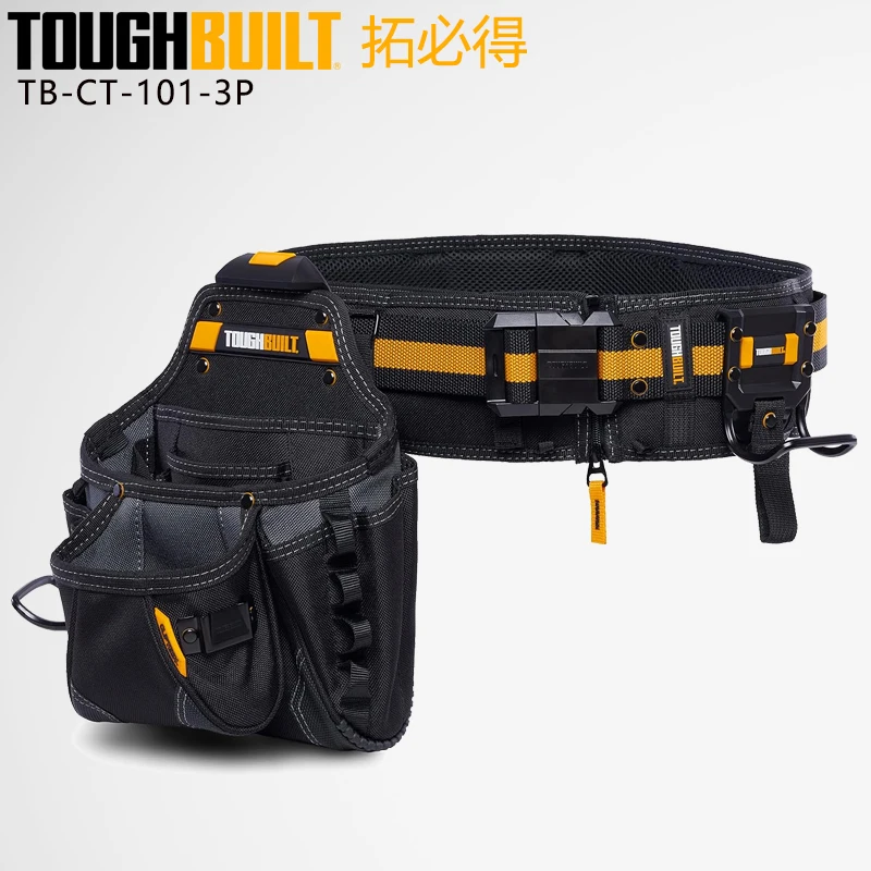 

TOUGHBUILT TB-CT-101-3P 3-Piece Builder Tool Belt Set Equipped With ClipTech Quick Hanging System Storage Bag