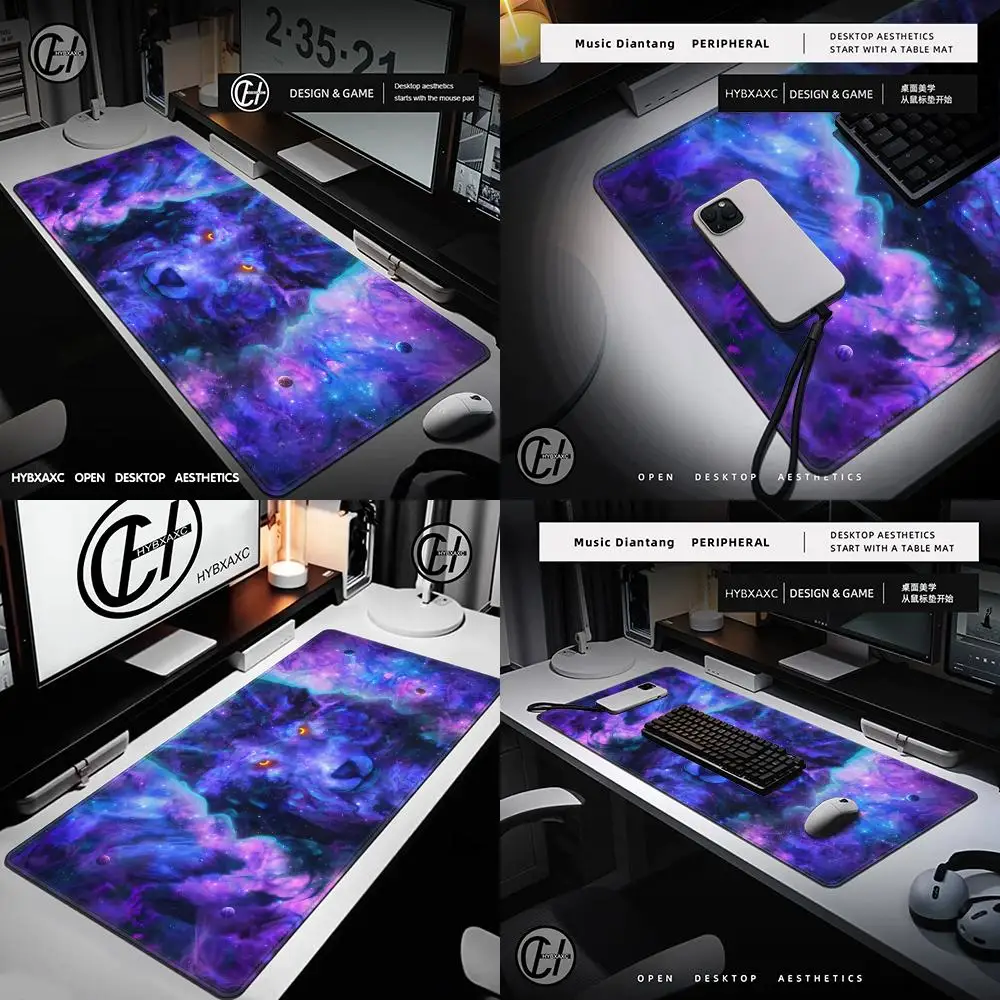 

Giant Wolf Fantasy Desk Mat, Extended Large Mouse Pad, XL Gaming Mousepad with Non-Slip Bottom，computer desk decoration