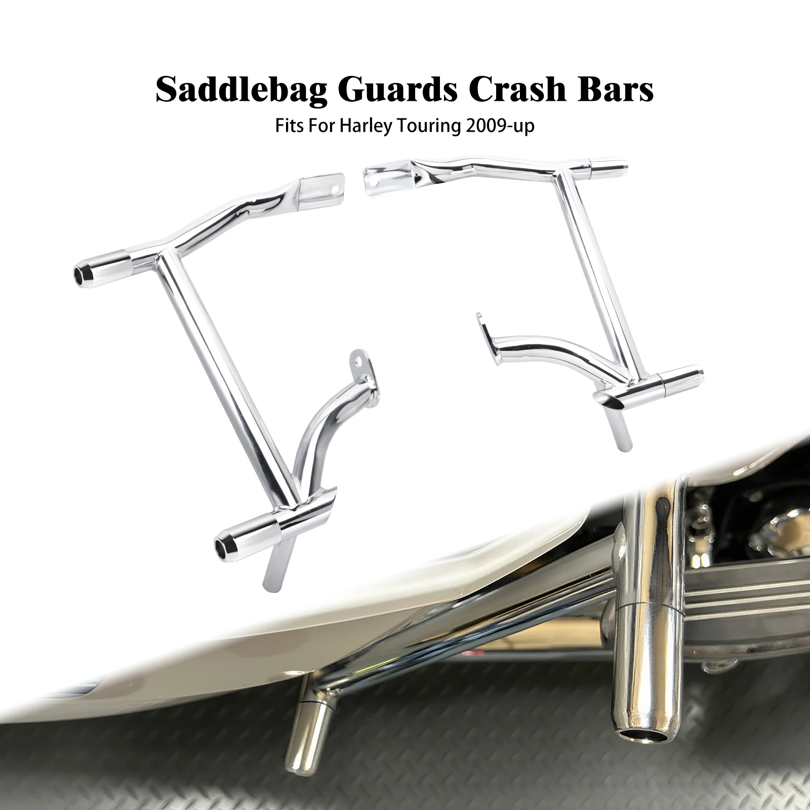 

Motorcycle Saddlebag Guard Rails Rear Crash Bars Bracket Chrome For Harley Touring Electra Road Street Glide Road King 2009-Up