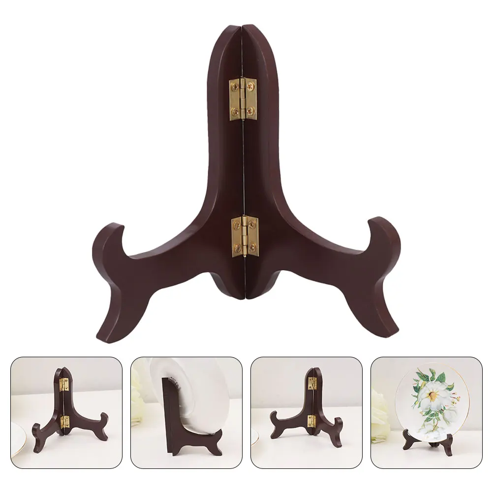 

2 Pcs Plate Holder Dish Display Decorative Rack Stands Wood Shelf for Displaying Bamboo Dinner Holders