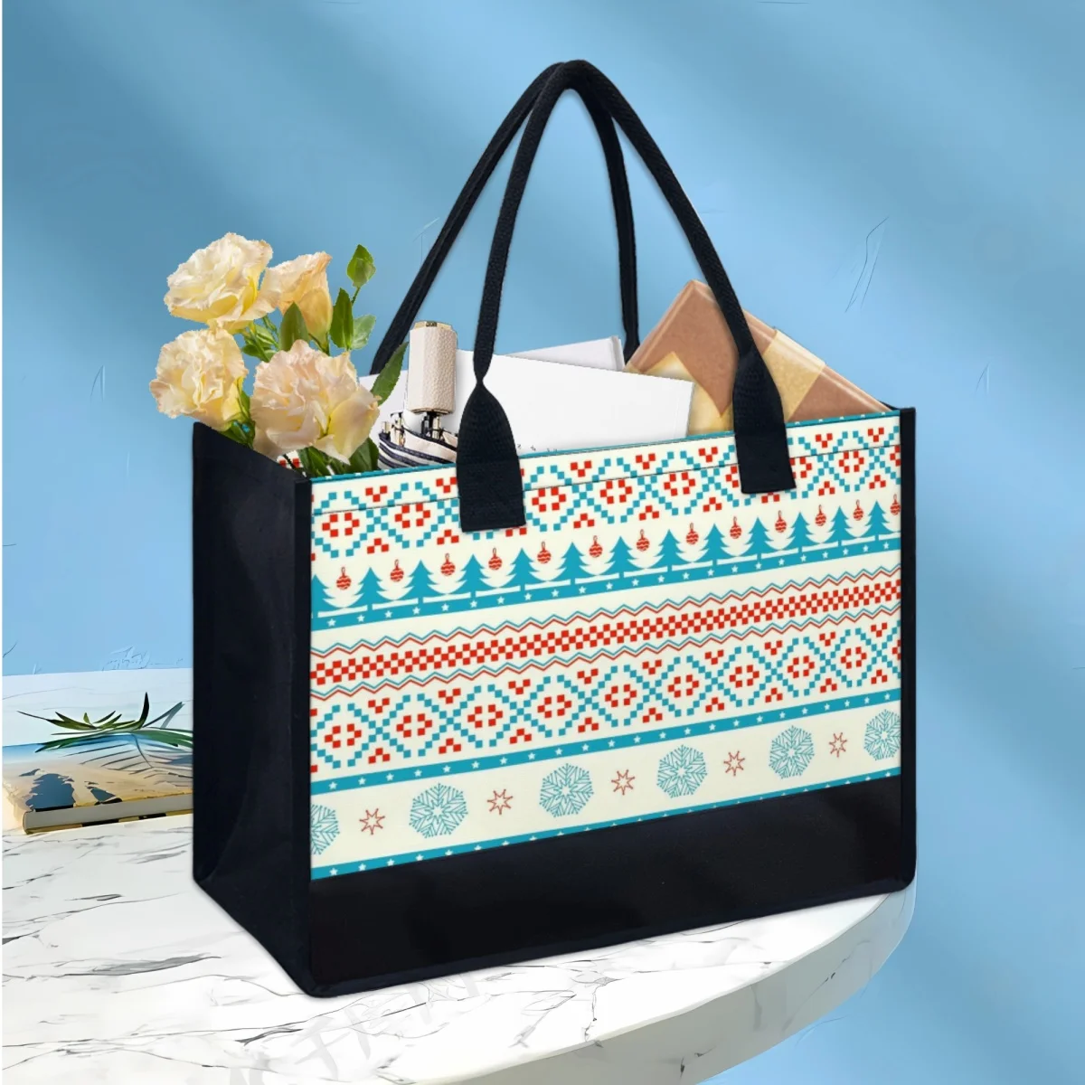 

Ethnic Tribal Creative Geometry Designer Casual Canvas Bag Large Capacity Wedding Bridesmaid Handle Shoulder Bag Luxury Totes