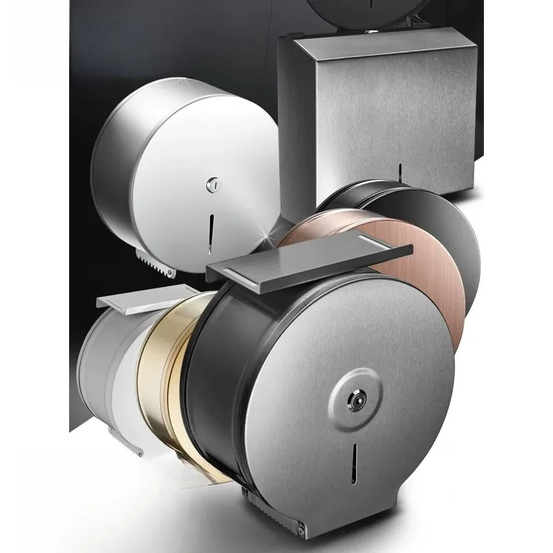 For Large Roll Paper Box 304 Stainless Steel Wall Mounted Toilet Paper Holder Hotel Public Bathroom Hand Wipe Tissue