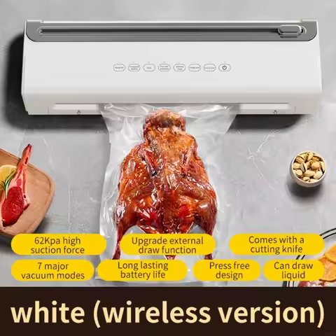 Small Vacuum Sealer with Automatic Sealing Easy Storage Plastic Texture for Kitchen Space Saving Portable Design