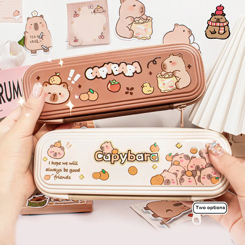 Cartoon Capybara Pen Bag Pencil Case Large Capacity Dirt-Resistant Portable Pencil Case Stationery Office School Supplies