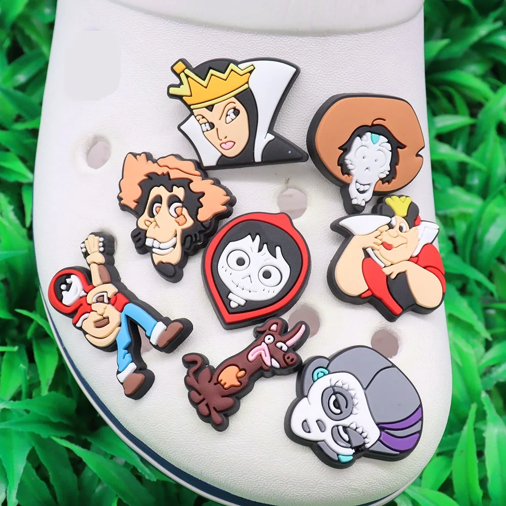 

8Pcs Cartoon Miniso Disney Coco PVC Sandals Shoe Buckle Charms Clog DIY Women Kids Bracelet Accessories for Backpack Party Gift