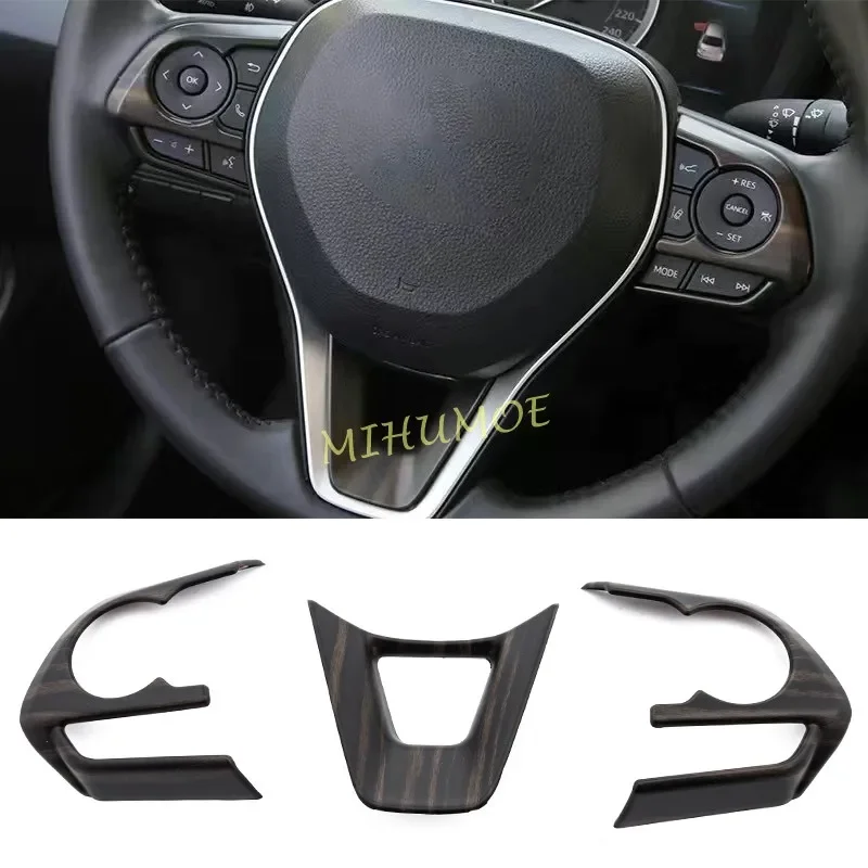 Peach Wood Grain Car Steering Wheel Switch Button Cover Trim For 2019-2025 Toyota RAV4 Corolla Cross Suzuki Swace 2024 2023 2022