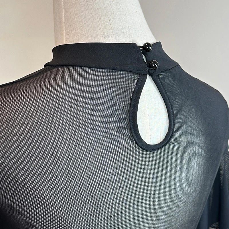 2025 neue Ballroom Dance Top Frauen Moderne Tanzen Kostüm Schwarz Mesh Body Erwachsene Walzer Ballroom Dance Training Kleidung AMY 2623