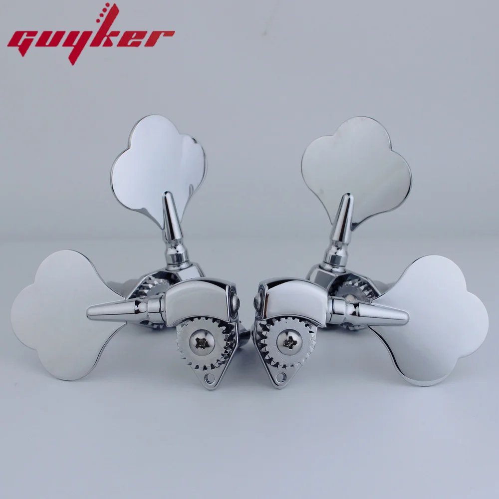 GUYKER Open Frame Electric Bass Tuners Machine Heads Gear ratio 1:20 Tuning Keys Chrome