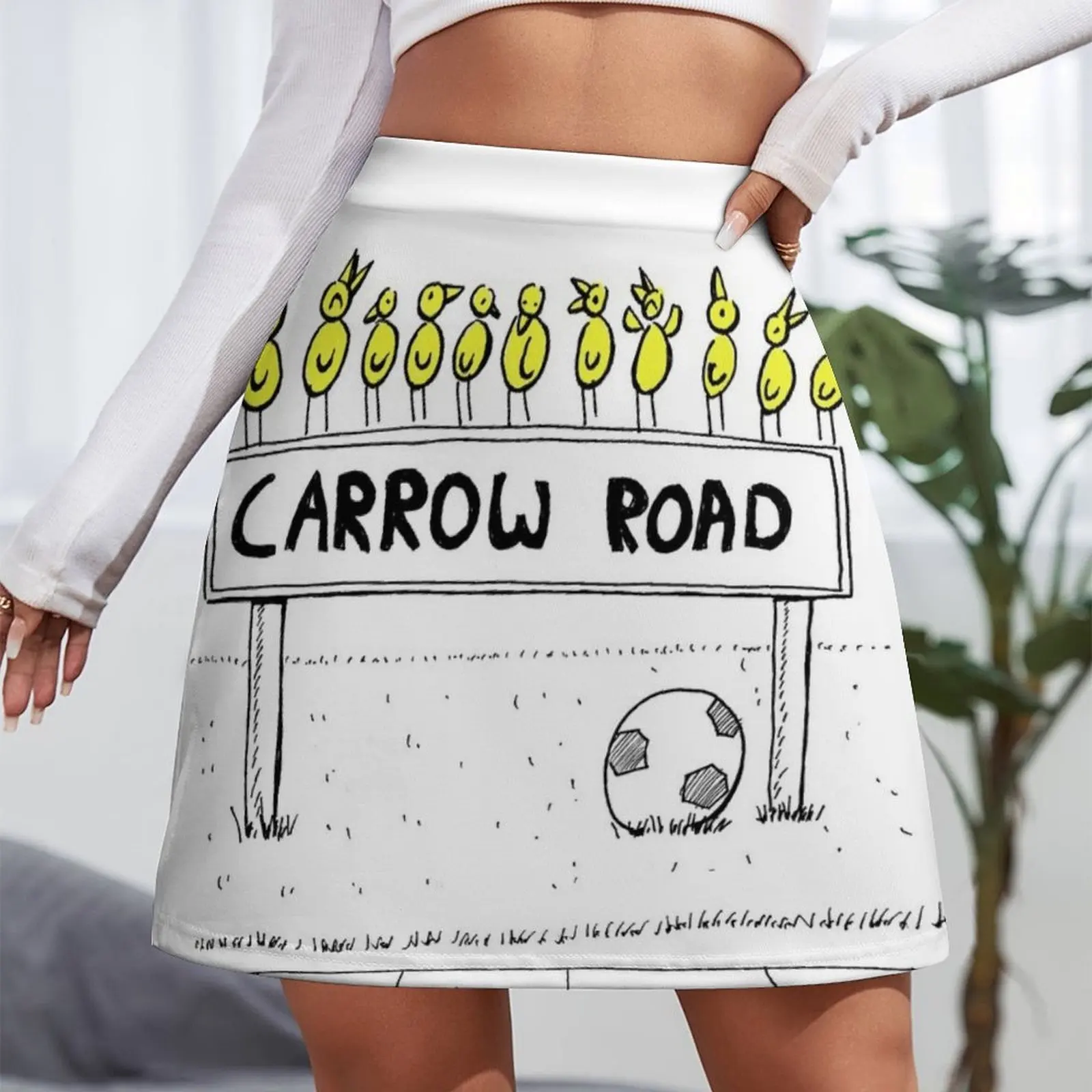 Carrow Road - Canary Cartoon (inspired by Norwich City FC) Mini Skirt Womens dresses luxury women's skirt Skirt satin Mini