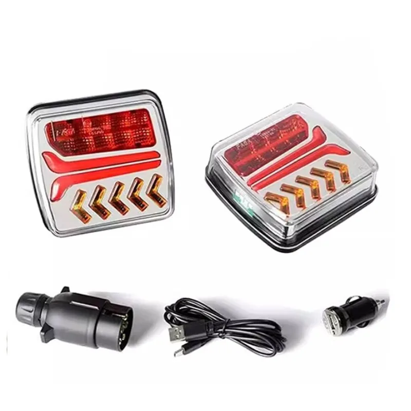 Car Tail Light 12V 24V Wireless Magnetic LED Trailer Tail Light Waterproof Rear Brake Turn Signal Warning Lamp Safety Tow Light