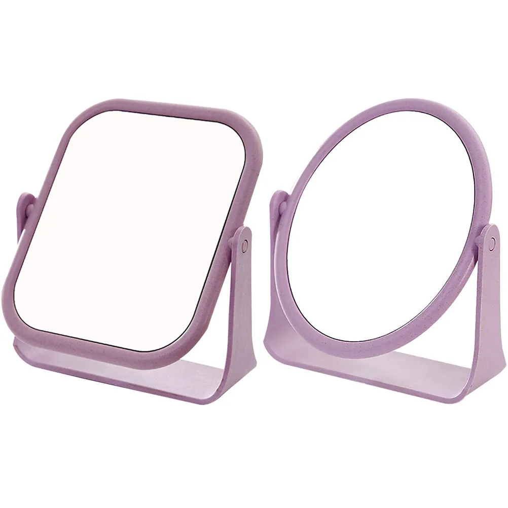 

2 шт. зеркала для макияжа, двусторонние, портативные, вращающиеся, из полипропилена, с серебряным покрытием, настольные, стильные, легкие, для спальни и ванной комнаты