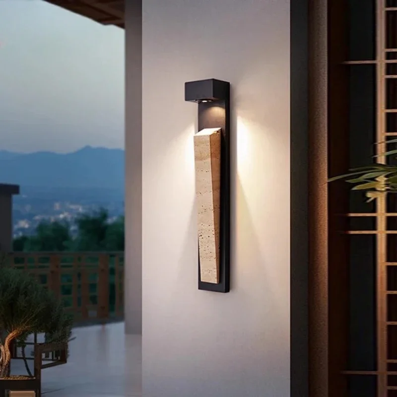 Waterproof Outdoor Wall Light Natural Stone Exterior IP65 Weather-Resistant Lighting for Garden Porch Balcony Villa & Patio Deco
