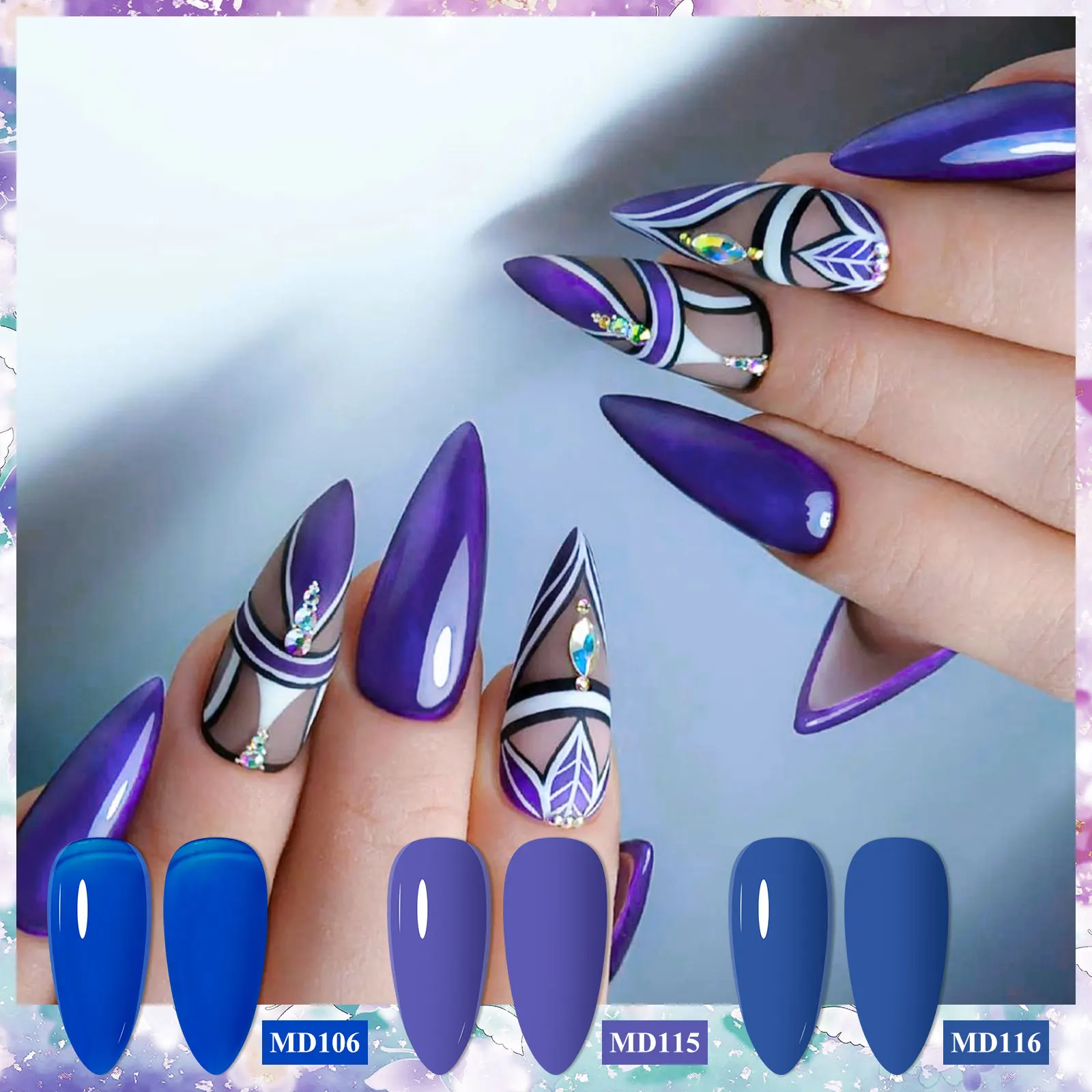 MSRUIOO 8ml Blue Violet Series Gel Nail Polish Semi Permanent Soak Off UV LED Gel Polish for Nail Art Manicure DIY Varnishes