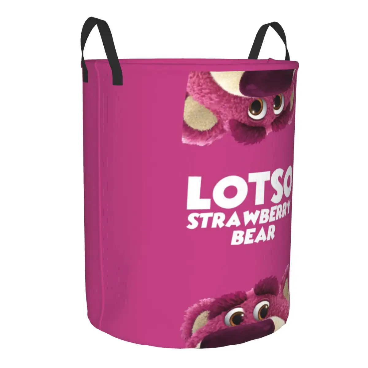 Custom Lotso Huggin Strawberry Bear Cartoon Laundry Basket Foldable Large Capacity Clothing Storage Bin Baby Hamper