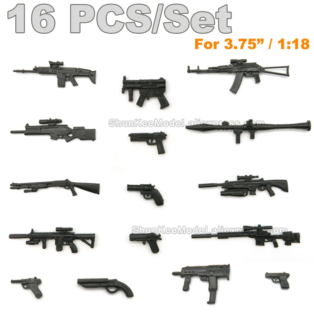 16PCS For JOYTOY 1/18 3.75 Action Figures Battle For The Stars Series 16in1 Gun Model Toy Set Weapon Accessories Lot