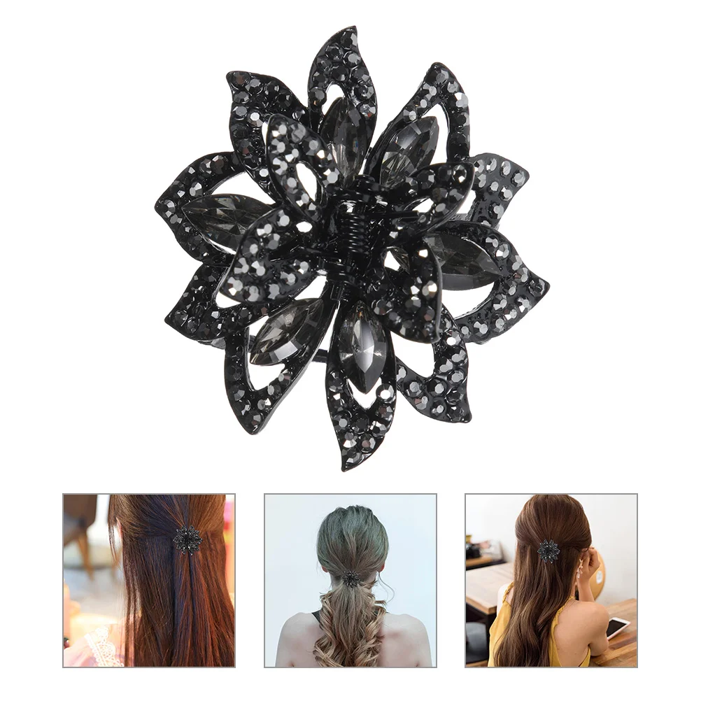 2 Pcs Rhinestone Clip Hair Jaw Clips for Girl Thick Claw Decorative Women Korean Version