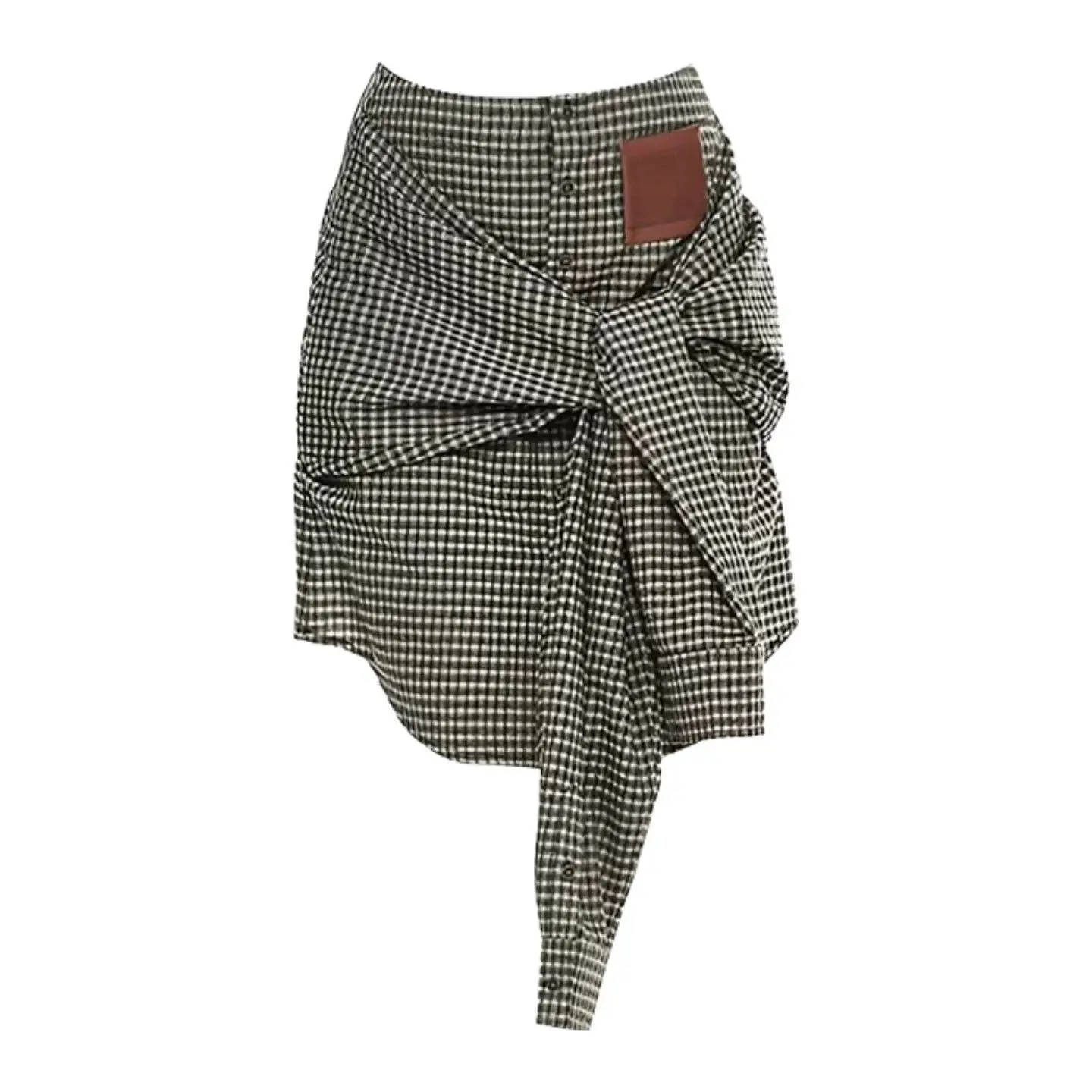 Korean deconstruction shirt irregular design two wear plaid skirt shirt skirt women's top 2026 spring and summer new trend