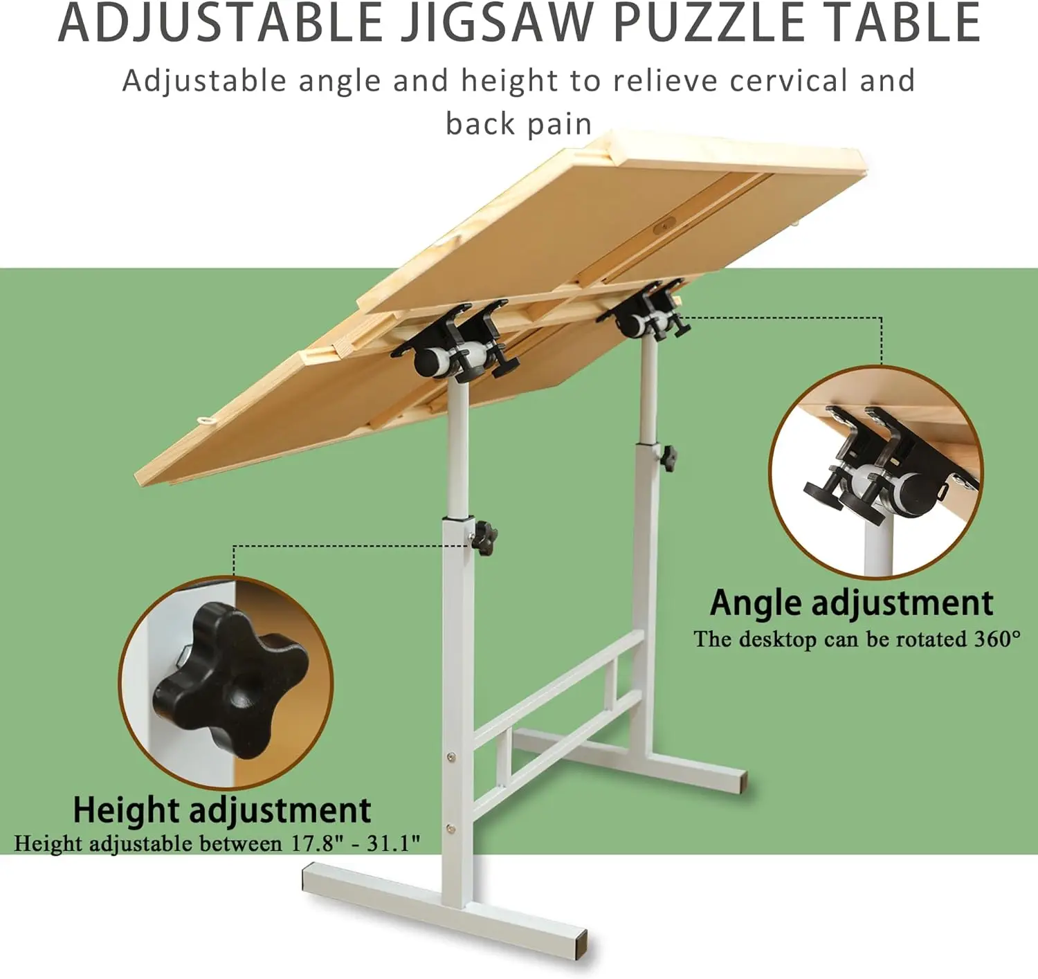 1500 조각 퍼즐 테이블 (서랍 포함) 각도 및 높이 조절 가능한 퍼즐 테이블 성인용 틸팅 접이식 휴대용 퍼즐