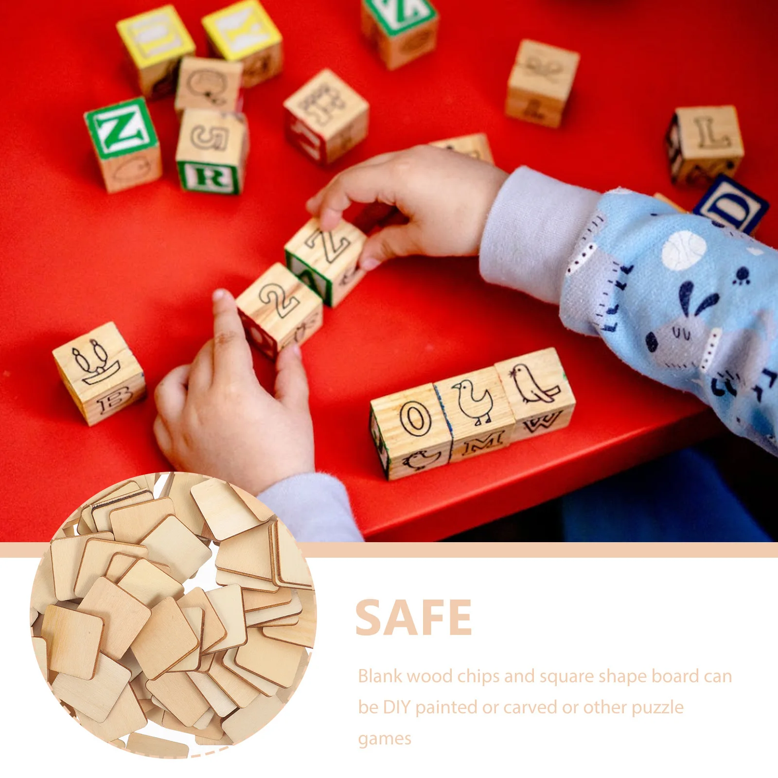 

100pcs Diy Wood Slices Kit Unfinished Wooden Squares For Crafts Blank Boards Kids Painting Wedding Decor Home Art Projects