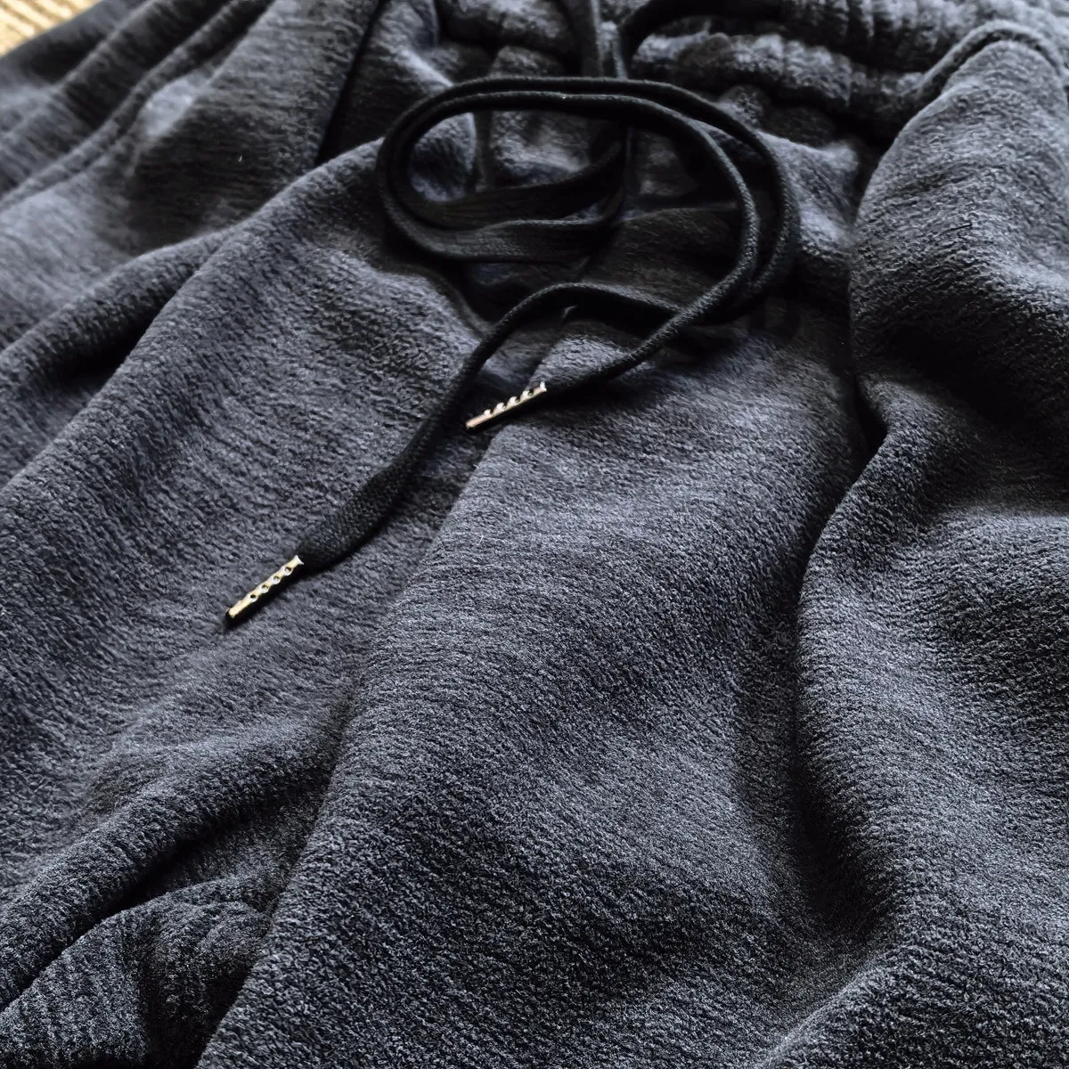 Amekaji Wear Polar Fleece All-Matching Elastic Waistband Loose Straight Men Velvet Sweatpants Sweat Pants Drawstring Ankle-Tied
