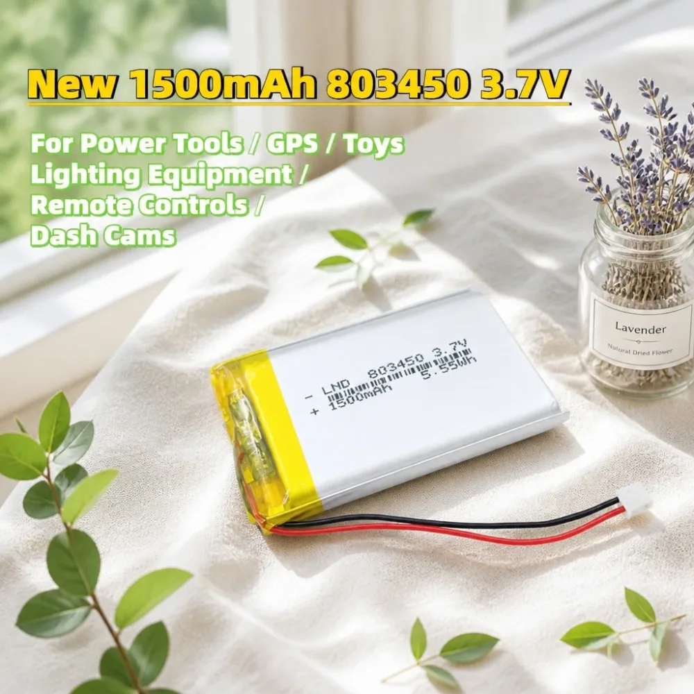 803450 1500mAh 3.7V Lithium Polymer Battery For Power Tools GPS Toys Lighting Equipment Remote Controls Dash Cams