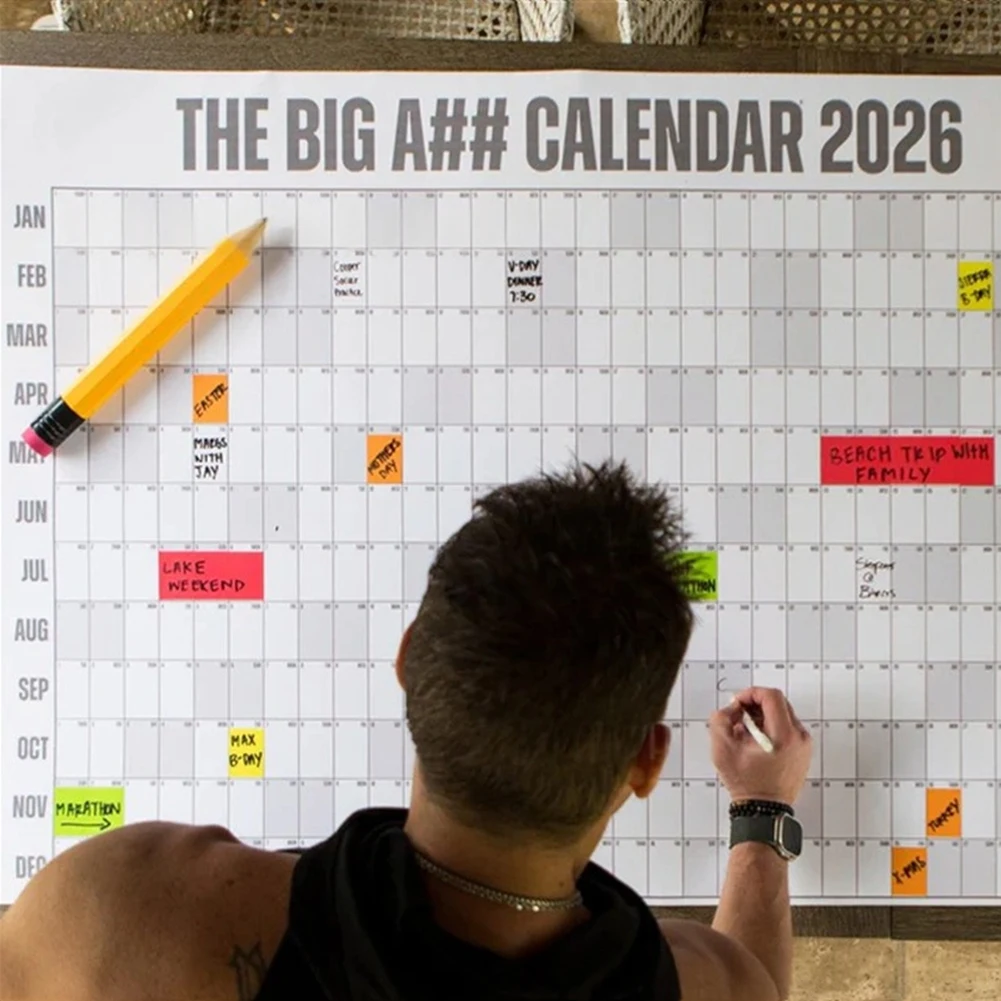 1Pcs Extra Large 2026 Full Year Calendar Dry-Erase Wall Calendar Calendar Large Wall Calendar 365 Days Planner Sheet