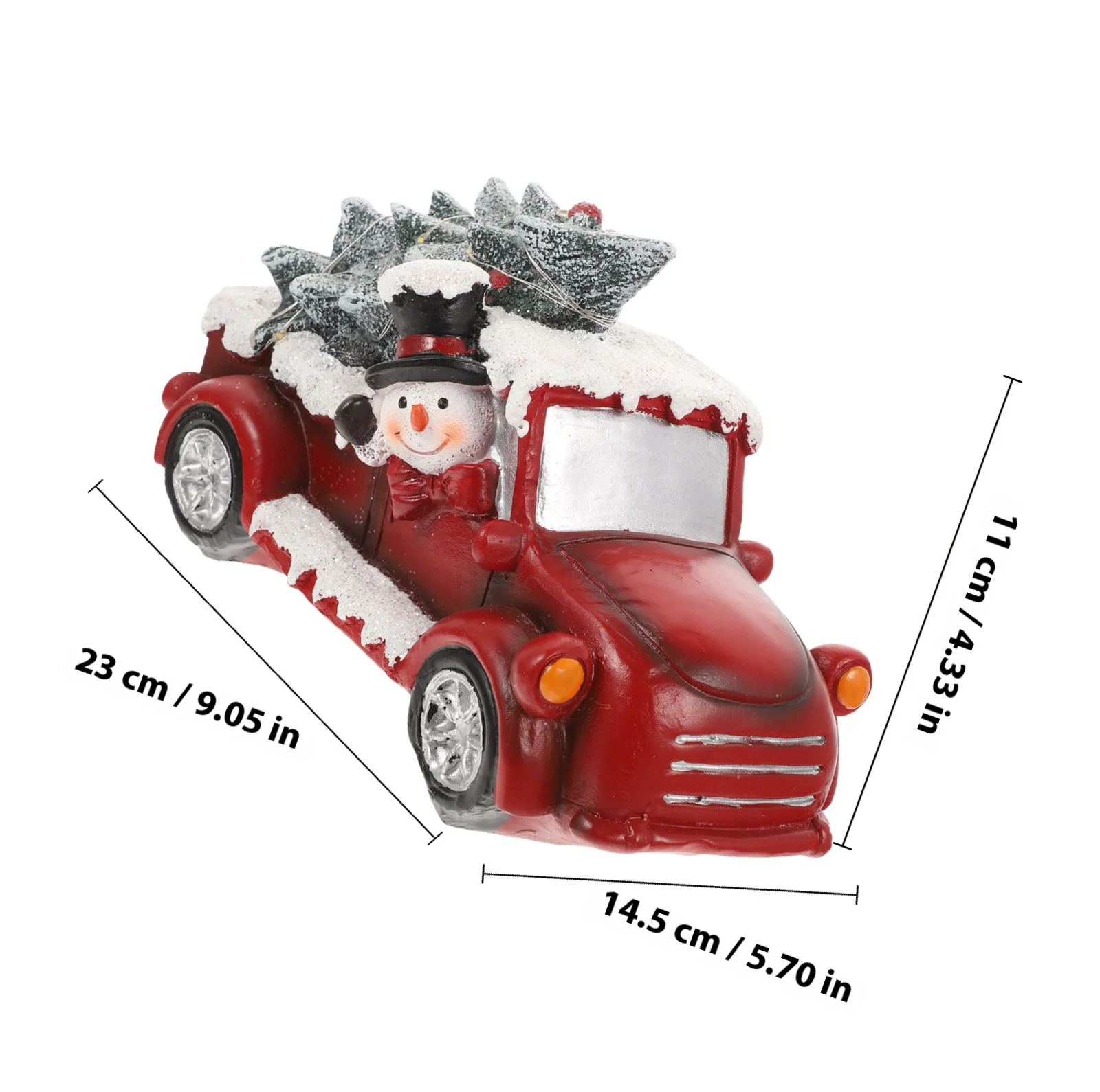 عيد الميلاد شاحنة حمراء الراتنج الحرفية مع أضواء LED الدافئة عيد الميلاد ديكور للطاولات سطح المكتب زخرفة لمتجر فندق مطعم عرض