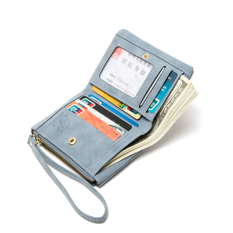 Women's Short Wallet Matte Print Vintage Casual Coin Purse Student Fashion Small Card Holder