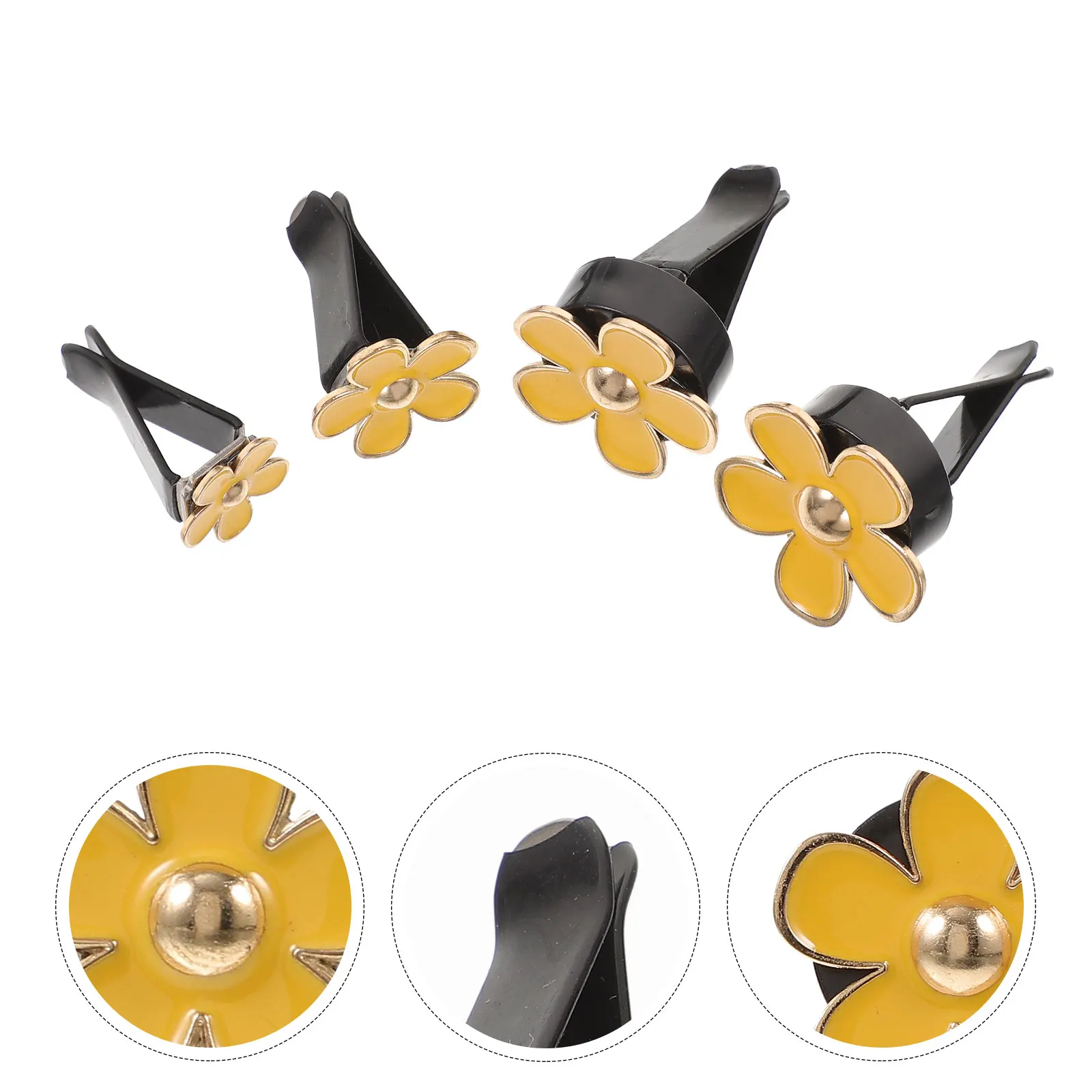

4pcs Perfume Metal Car Air Fresheners Vent Clips Daisy Air Freshener Vent Clip Yellow Decor Dashboard Accessories Car Interior