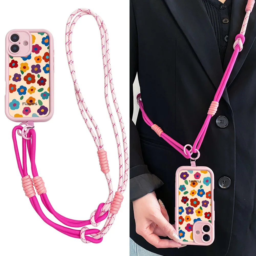 Ypm5Crossbody الحبل قلادةRopeCaseFor Redmi ملاحظة 14 13 12 11 10 9 8 7 برو زائد 11s 14s 13C 12C 14C 9C 10C الأزهار غطاء الهاتف