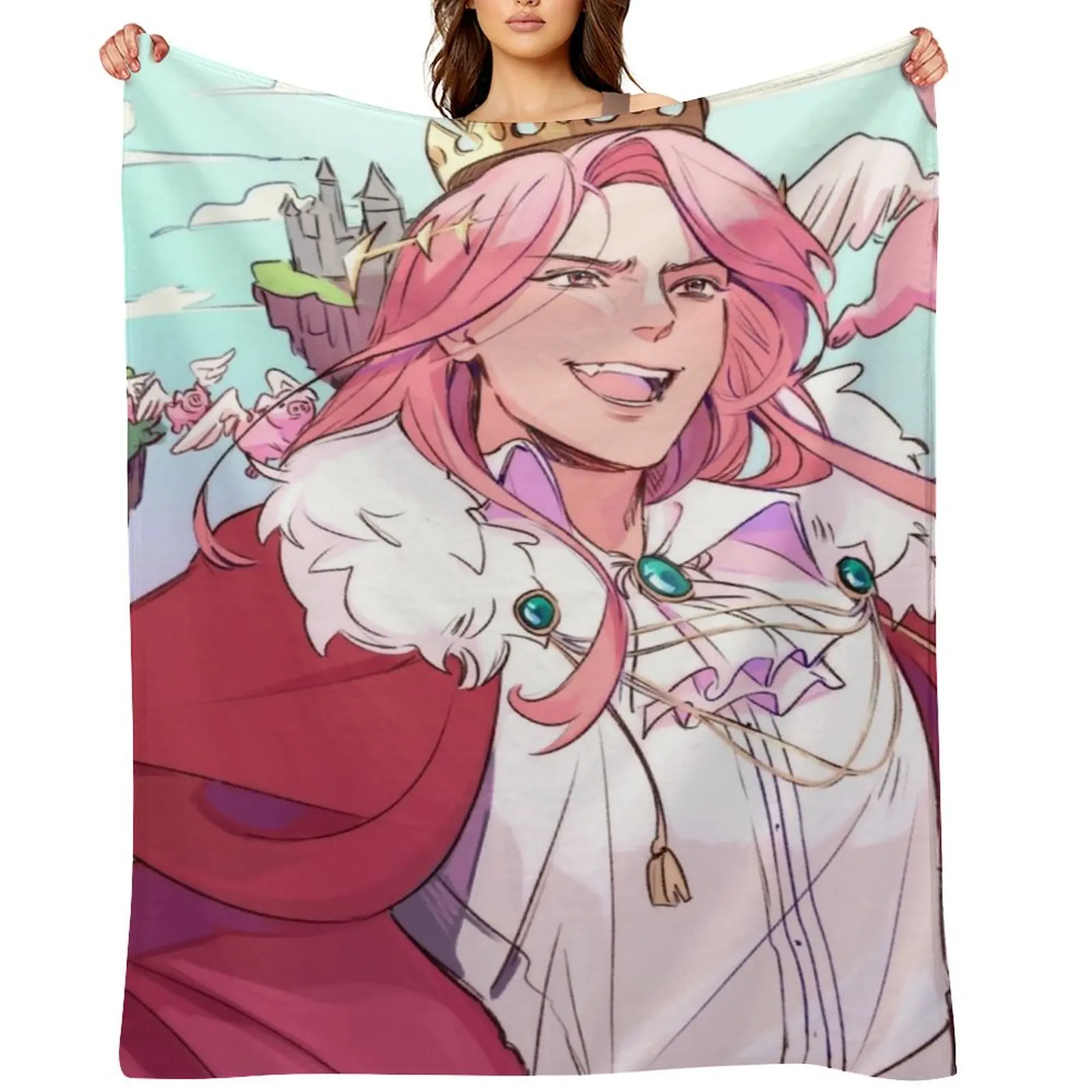 

Technoblade Smile Throw Blanket Picnic Hairys Travel Blankets