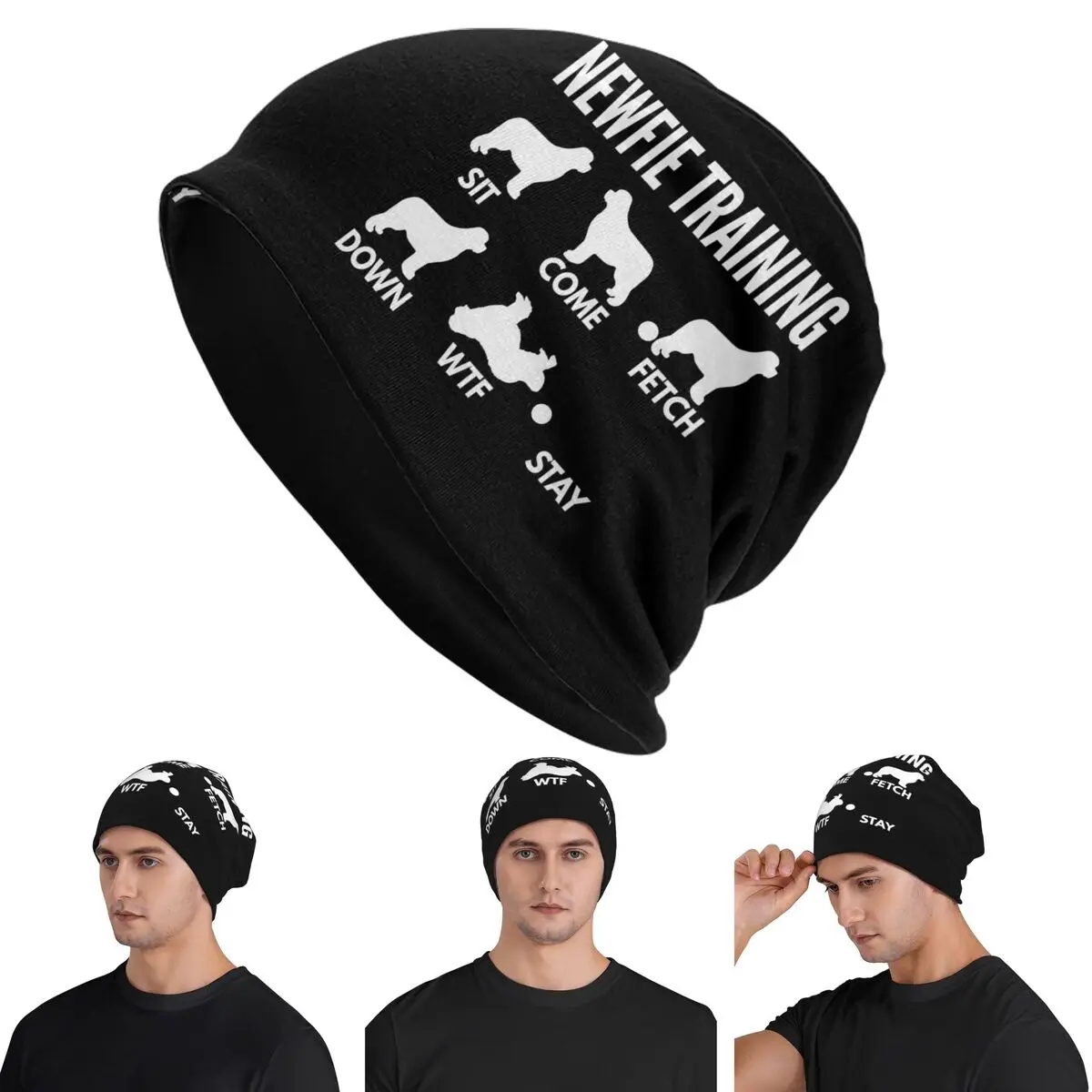 

Newfie Training - Newfoundland Dog Tricks Skullies Beanies Hats Warm Autumn Winter Outdoor Cap Knitted Bonnet Caps for Unisex